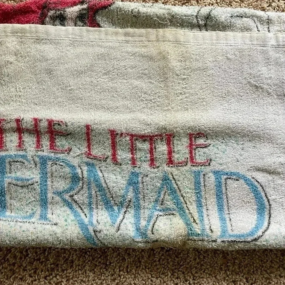 Disney The Little Mermaid Vintage 90’s Beach Towel 52” x 27.5” Ariel Sebastian